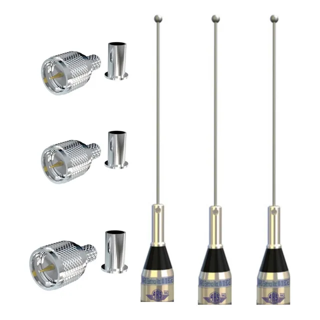 Kit 3 Antena 1/4 Vhf Ars Base Vareta Mv00bc 3 Conctor Brinde