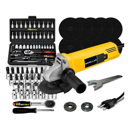 Esmerilhadeira Lixadeira Angular 4.1/2 11000rpm C/ 56 Peças Preto 127v 60hz