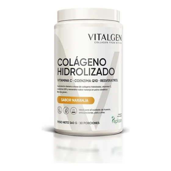 Vitalgen Colágeno Hidrolizado + Vitc (30 Porciones, 360 Gr) Sabor Naranja