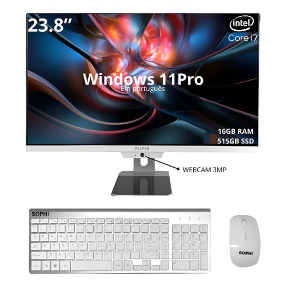 Computador All In One Sophi I7 16gb 512gb Win11 Tela23,8 Fhd