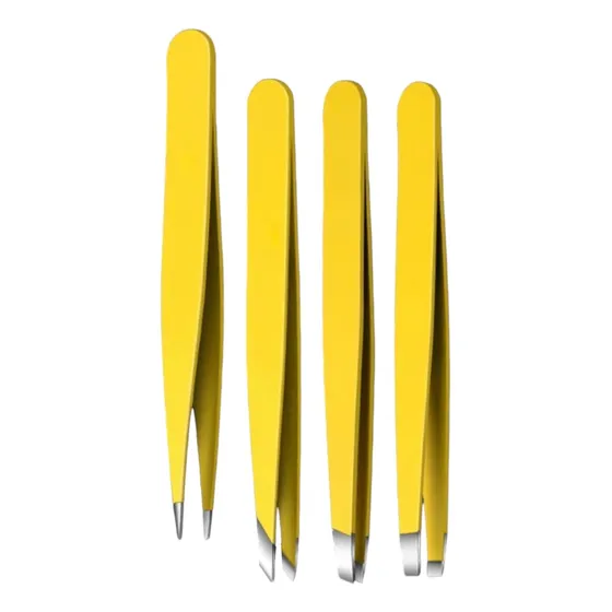 Juego Set De 4 Pinzas Profesionales Para Cejas