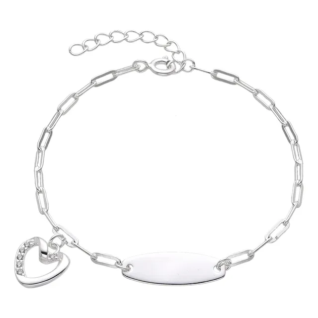 Esclava De Bebé/niño Paper Clip Con Corazón En Plata 925