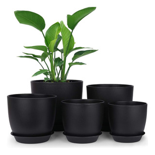 Ukipos Set De 5 Macetas De Plástico Para Plantas Con Drenaje Ukipos Set De 5 Macetas De Plástico Para Plantas Con Drenaje