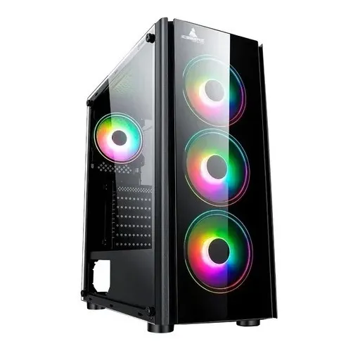 Caja Gabinete Iceberg Crystal G9 Atx - 4 Ventiladores Rgb