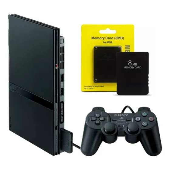 Playstation 2 Ps2 Opl Completo + 4 Jogos + Controle + Memory Card Preto
