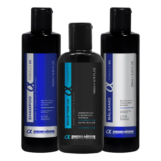 Kit Para Barba Grisalha Macho Lândia Balm + Shampoo +bálsamo