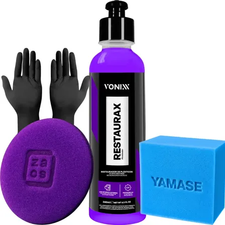 Kit Restaurador Plástico Restaurax 240ml Aplicador Luva Cor Roxo