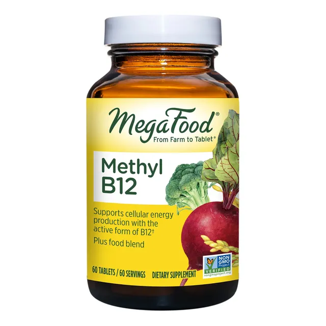Megafood Methyl B12 Energia Muscular 60 Tabletas Sabor Sin Sabor