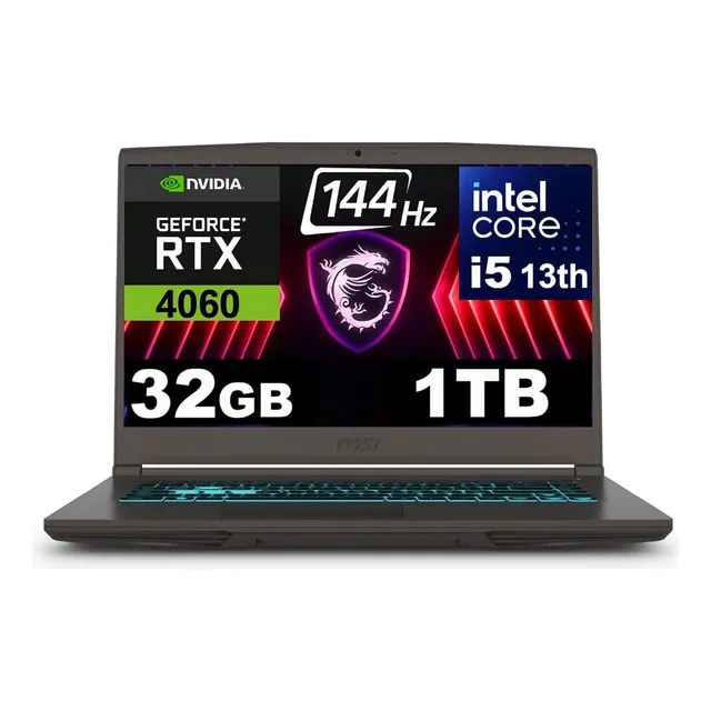 Laptop Msi Thin 15 144hz I5 13620h Ssd 1tb/32gb Rtx 4060 8gb Negro