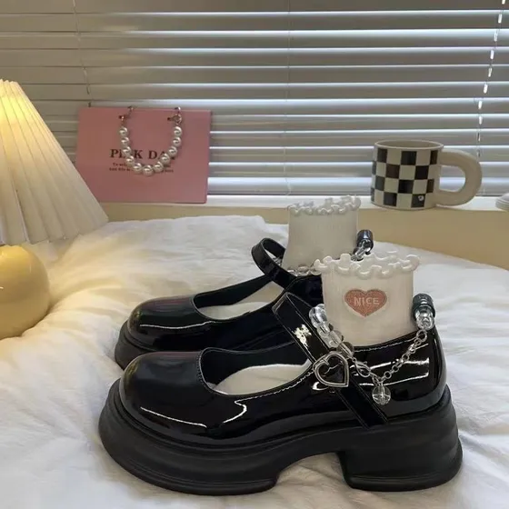 Zapatos Planos De Moda Mary Janes Con Suela Gruesa Y Tacón G