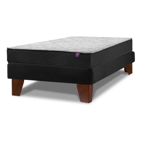 Cama Europea Negra Therapedic Plus Flex 1 Plaza Box Color Negro