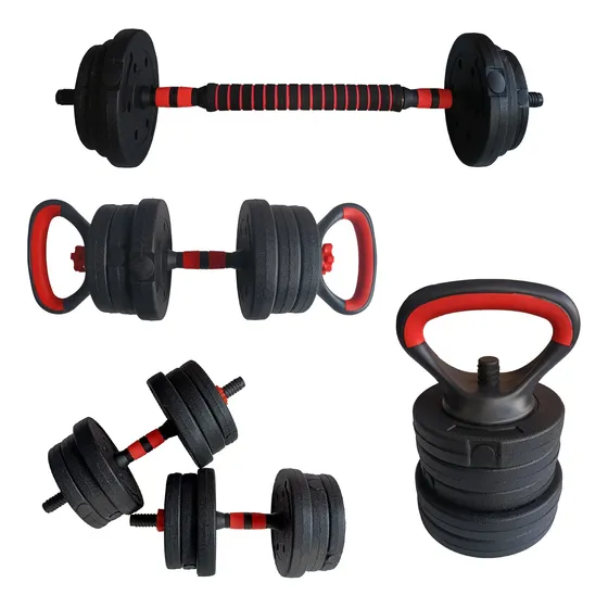 Kit Mancuernas Barras Y Discos 20kg + Conversor Y Manijas