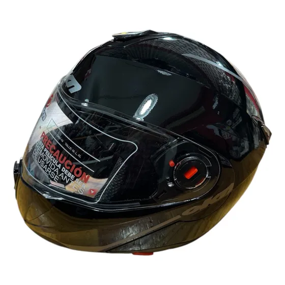 Casco Rebatible Okn 10 Doble Visor Negro Brillo Motoshop16