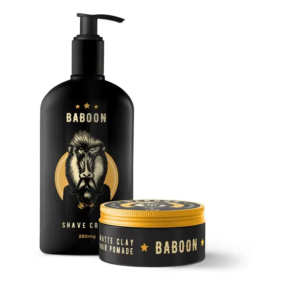 Kit Dupla Baboon - Shave Cream + Pomada Matte Clay - Baboon