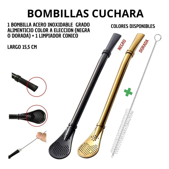 Bombillas Estilo Cuchara Acero Inox.  Para Yerba Mate O Te