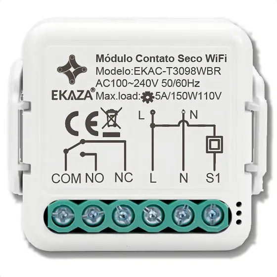 Portão Inteligente Contato Seco Pulso Wifi Tuya Alexa Ekaza