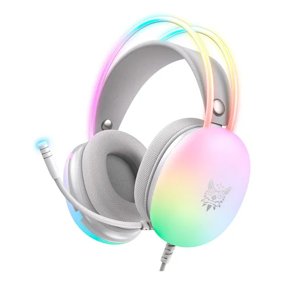 Audífonos Gamer Onikuma Gamer X25 Blanco Con Luz Rgb Led Para Pc Xbox Ps Teléfono Móvil