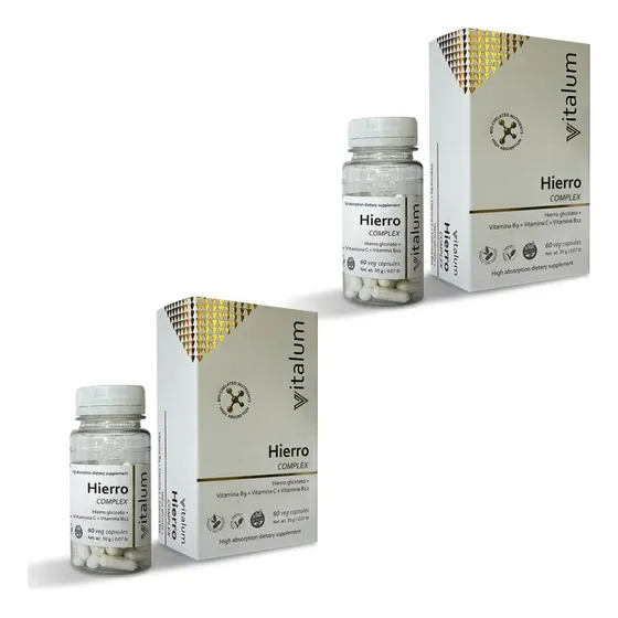 Hierro Complex Vitalum Hgl Quelado Sin Tacc Pack 2 60 Caps
