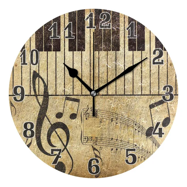 Auuxva Reloj Pared Redondo Acrilico Nota Musical Vintage