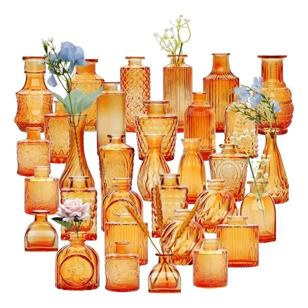 Set 32 Floreros De Vidrio Transparente Degradado