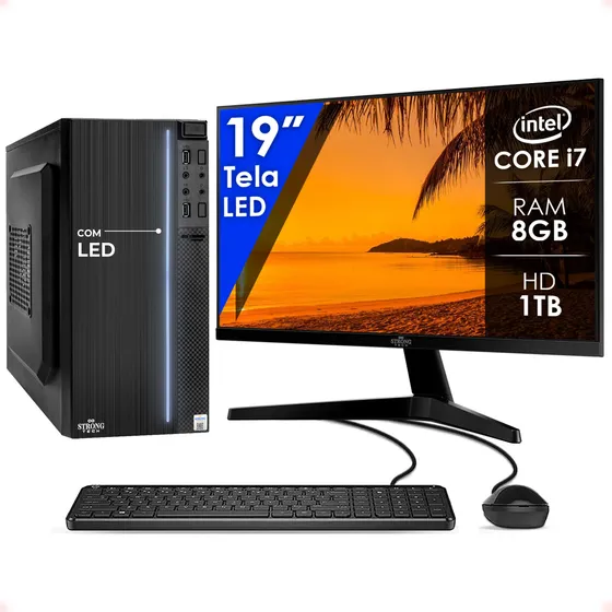 Computador Completo I7 8gb Hd 1tb Monitor 19 Strong Tech