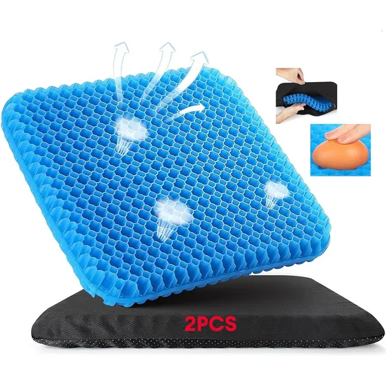 2 Pcs Cojin Gel Panal Ergonomico Silicon Asiento Comodo Auto