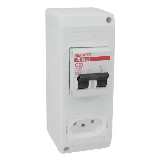 Caixa Sobrepor P/ Ar Condicionado C/ Disjuntor E Tomada 20a Cor Branco