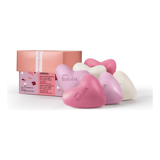 Presente Natura Tododia Sabonetes Sortidos Corações 6un 90g Presente Natura Tododia Sabonetes Sortidos Corações 6un 90g