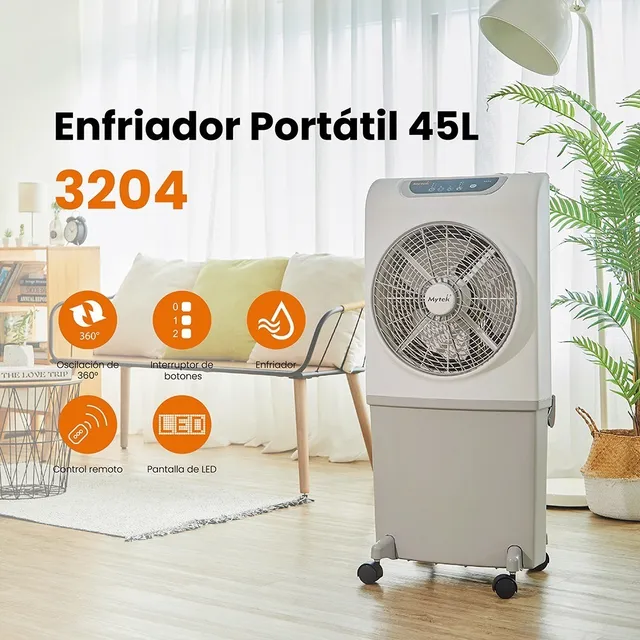 Clima Portátil Enfriador De Aire Mytek 3204 45lts Color Blanco/Gris