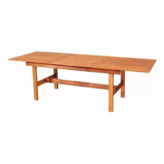 Mesa Jardin Patio Quincho Exterior Madera Eucalipto Extensible 1,80 A 2,50 Mts Ecomadera Para 12 Personas Color Marrón