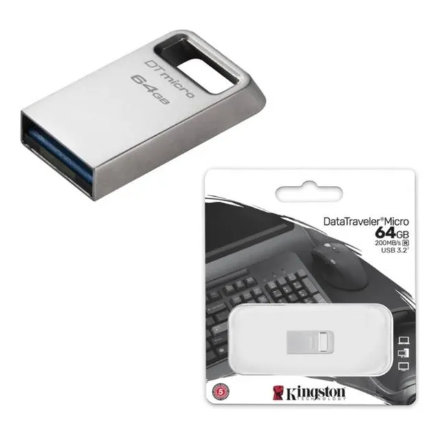 Memoria Usb Kingston Datatraveler 64gb Usb 3.2 De Acero.