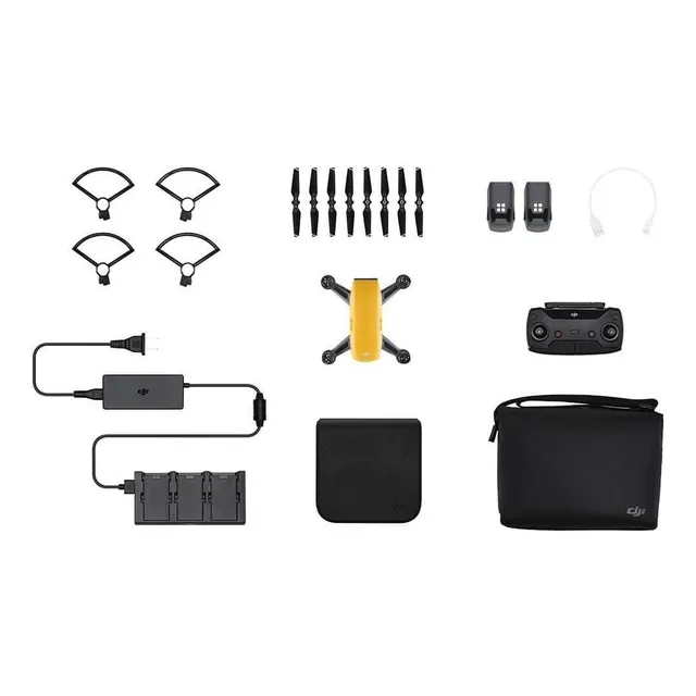 Set Dron Dji Spark Fly Color Amarillo Con Accesorios