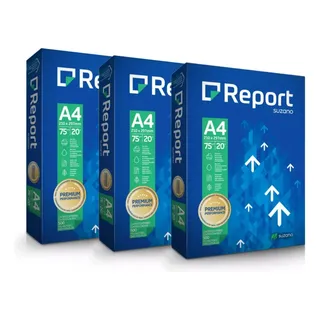 Kit 3 Resmas Report A4 Papel Sulfite Branco 1500 Folhas Premium