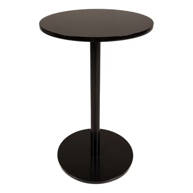 Mesa Lateral Individual Preta Em Mdf Redonda 34cm Sala Sofa