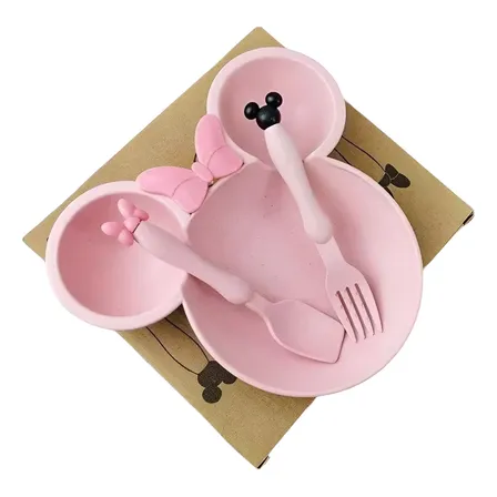 Set Alimentación Plato Con Cubiertos Para Niñas