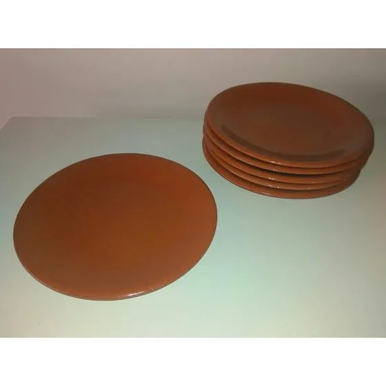 Platos De Barro Llanos. Esmaltados. Precio X Set De 6 Piezas