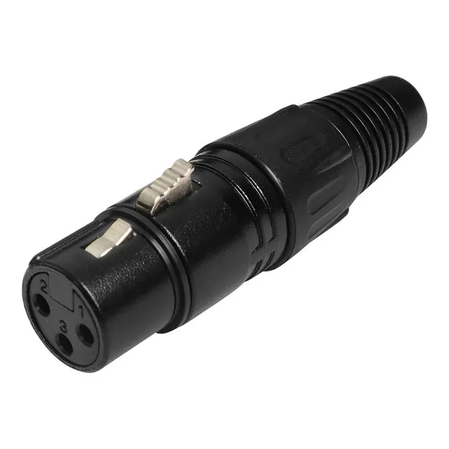 Plug Xlr Canon Fêmea Profissional Robusto 3 Pinos Preto Nfe