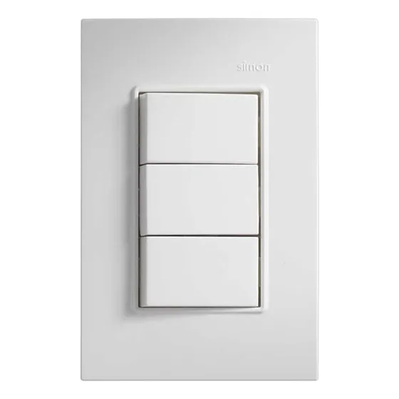 Placa Armada Simón 3 Apagadores Sencillos 23265-90 (1pz) Color Blanco