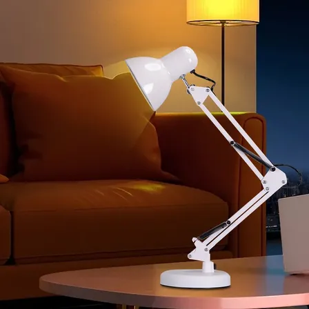 Luminária De Mesa Abajur Quarto Articulável Cabeceira Branco E27