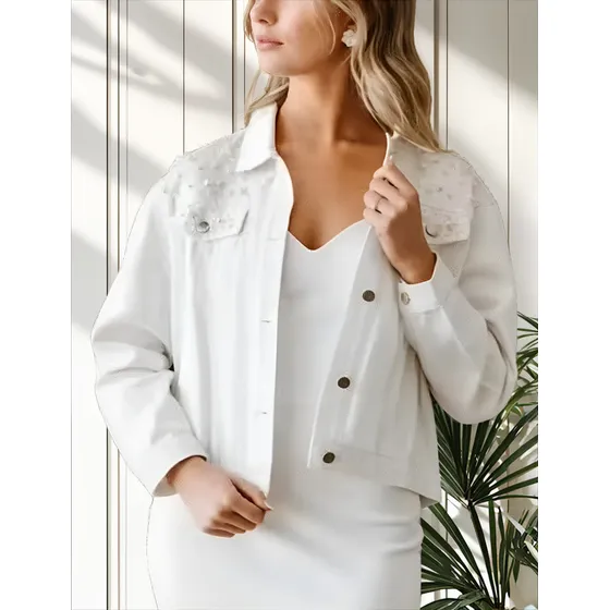 Campera De Jeans Con Aplique Perlas Uniteduy