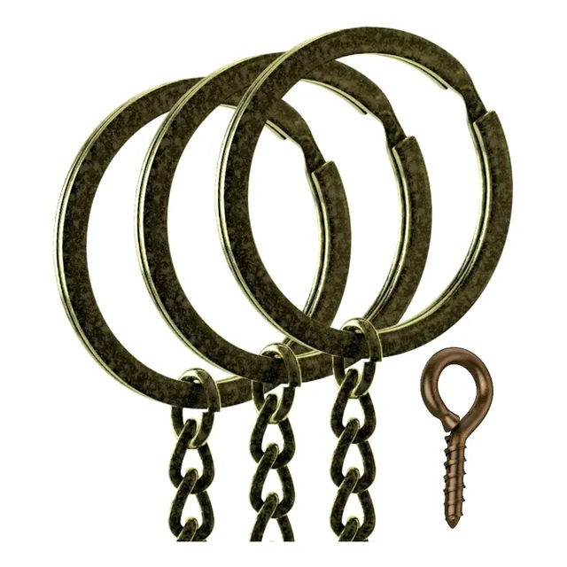 Kit De Herraje Para Llavero Argolla Bronce Con Mini Armellas