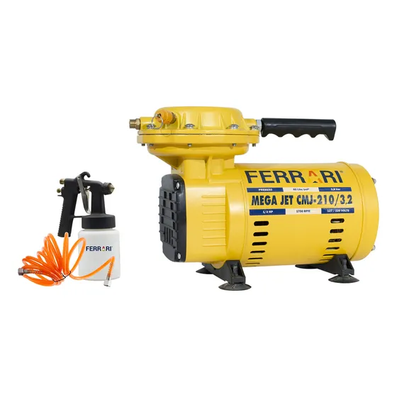 Compressor Ar Direto 1/2 Hp C/ Kit Cmj-210 127/220V Ferrari Cor Amarelo Fase Elétrica Bifásica