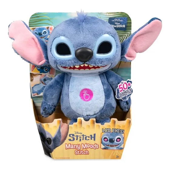 Live Action Peluche Interactivo Stitch Muchas Emociones 36cm Azul