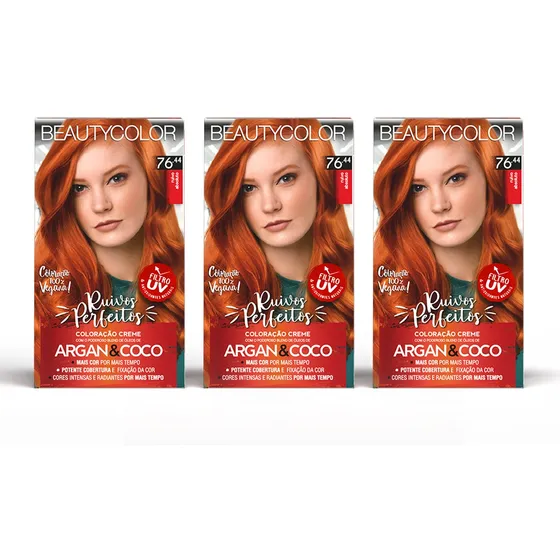 3un Coloração Beautycolor 76.44 Ruivo Absoluto