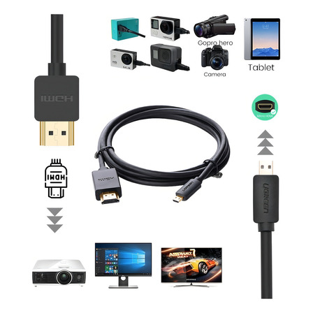 Cabo Hdmi A Micro Hdmi Premium 4k Bidirecional 3mts Ugreen Cable 2.0 60 Hz(hd127 30104) Cabo Hdmi A Micro Hdmi Premium 4k Bidirecional 3mts Ugreen Cable 2.0 60 Hz(hd127 30104)