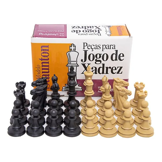 Jogo De Xadrez 32 Peças Escolar Staunton Rei 7,3 Cm Jaehrig