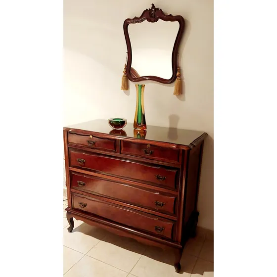 Cômoda E Moldura Espelho Estilo Provençal Madeira Maciça