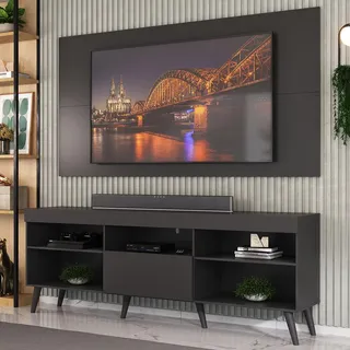 Rack Com Painel Tv 65 RetrĂŽ FlĂłrida Up MultimĂłveis V1042 Cor Preto Rack Com Painel Tv 65 RetrĂŽ FlĂłrida Up MultimĂłveis V1042 Cor Preto