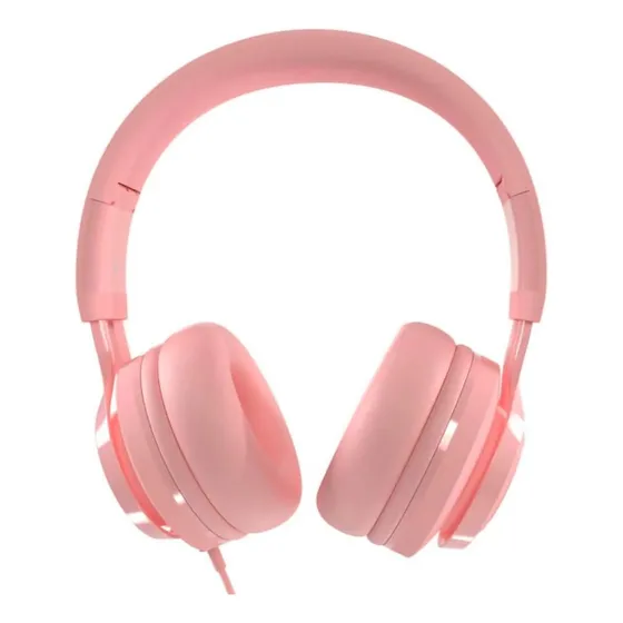 Audífonos Alámbricos Con Micrófono Rosado Para Niños