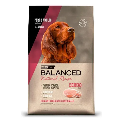Balanced Natural Recipe Cerdo/arroz 15kg Vitalcan